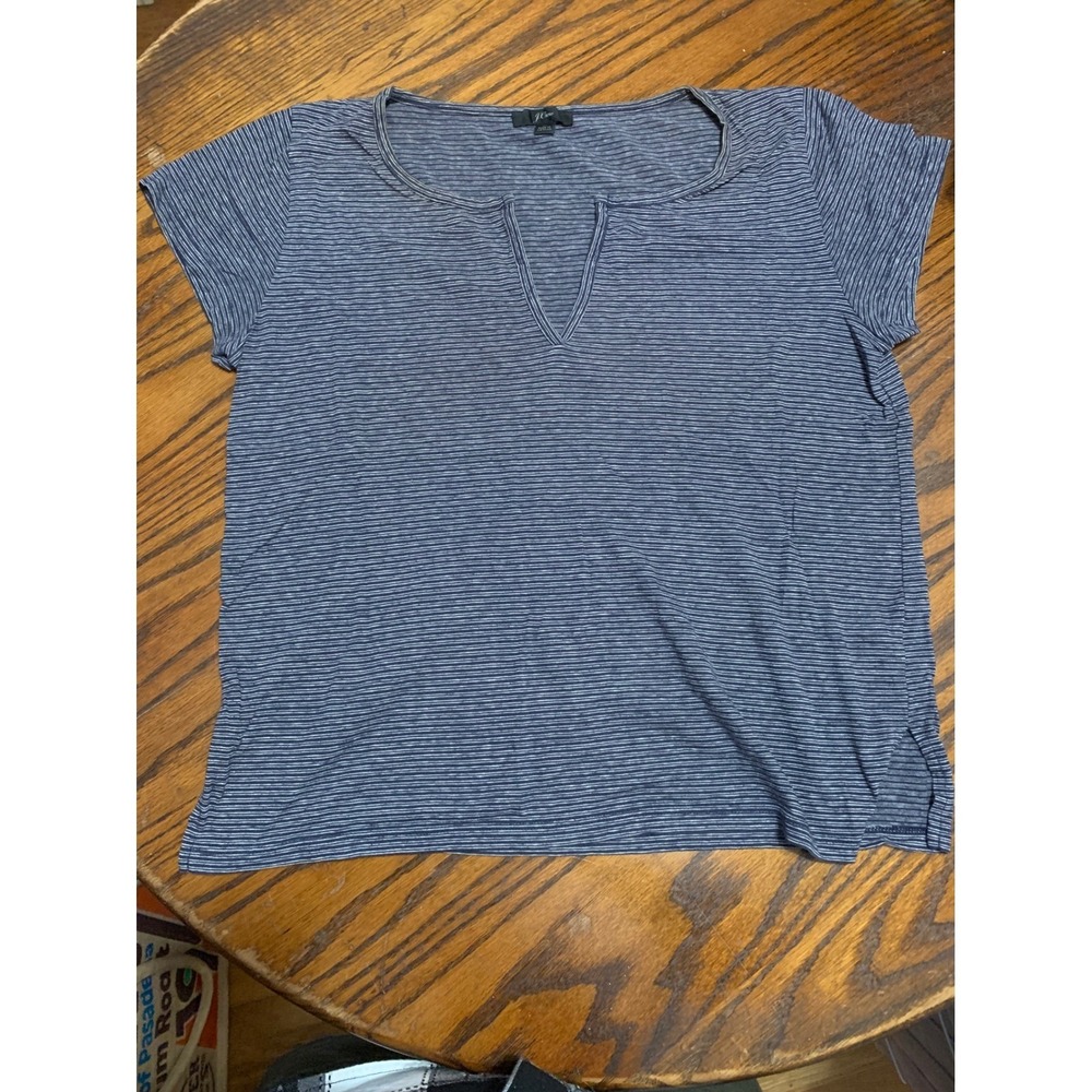 J Crew & Caslon Striped Linen Blend V-Neck T-Shirt Bundle Blue White Medium - Picture 3 of 11